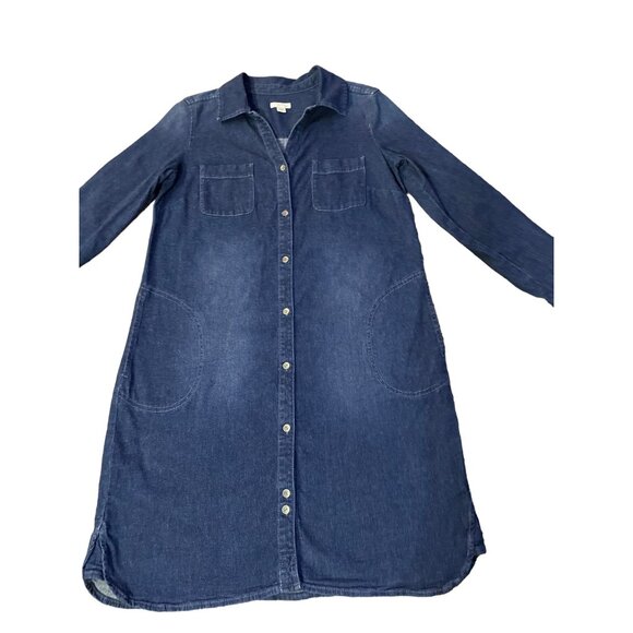 J Jill Denim Dress Womens S Used Blue Button Front - Picture 6 of 14